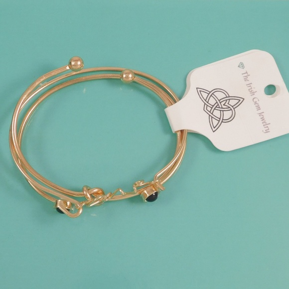 Gold Love Knot Bangle Bracelet Set 3 pcs. - Picture 5 of 5